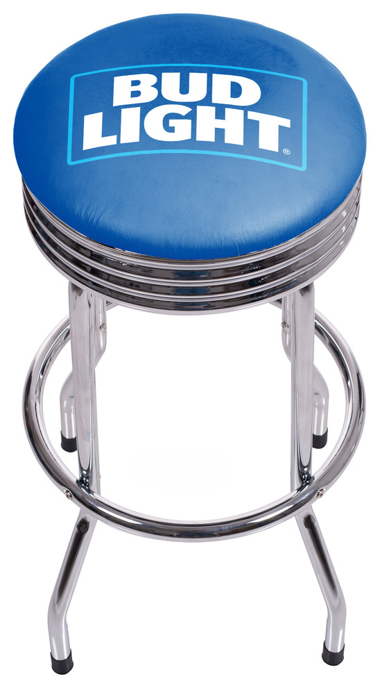 Bud Light Chrome Ribbed Bar Stool Contemporary Bar Stools And