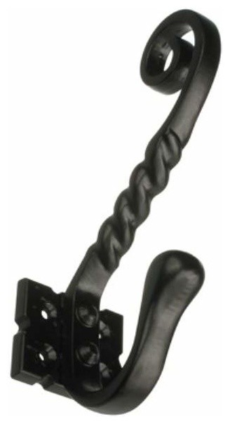 Richelieu T5605900 5.5" Classic Forged Iron Curved Double Hook - Matte Black
