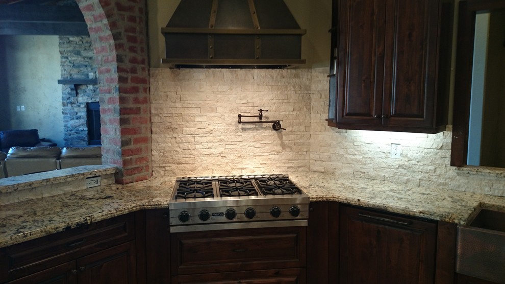 Inspiration for a rustic kitchen remodel in Calgary