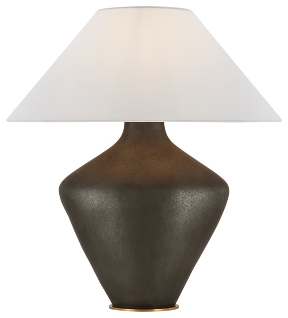 Rohs Extra Large Table Lamp in Stained Black Metallic with Linen Shade ...