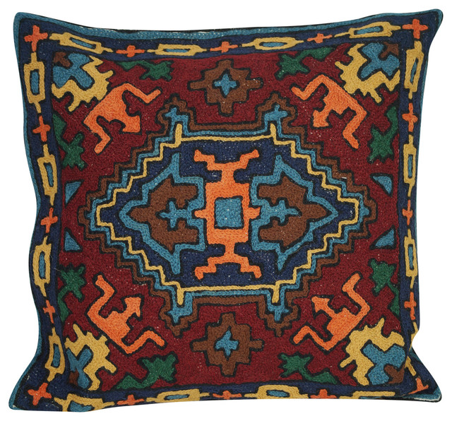 Indian Cushion Covers Handmade Colorful Woolen Suzani Embroidered