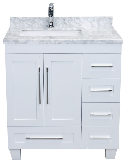 Eviva Loon 30 White Vanity With Countertop Transitional Bathroom Vanities And Sink Consoles By Parma Home Houzz