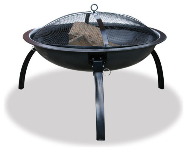 24" Wide Black Outdoor Firebowl With Folding Legs And Carrying Case