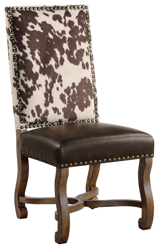 Mesquite Ranch Leather And Faux Cowhide Side Chair Eclectic