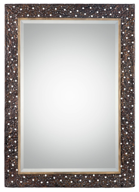 Pierced Dark Bronze Hammered Wall Mirror 42 Vanity Rustic Pierced Dark Bronze Hammered Wall Mirror 42 Vanity Rustic Contemporary Large Traditional Mirrors By My Sy Home