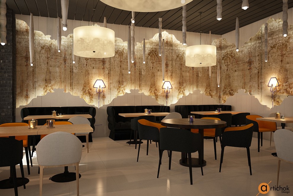 Оригинальная отделка зала ресторана