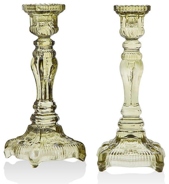 GODINGER  CRYSTAL STAFFORD PAIR OF 10" CANDLE STICKS