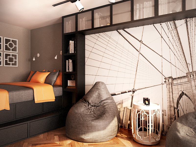 Концепция комнаты для молодого человека