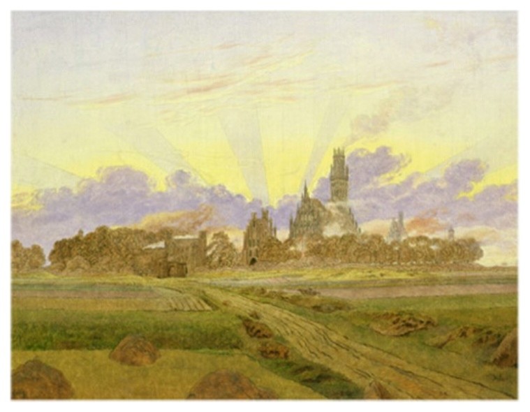 Dawn at Neubrandenburg Canvas Art by Caspar Friedrich Multicolor - BL0657-C1824G