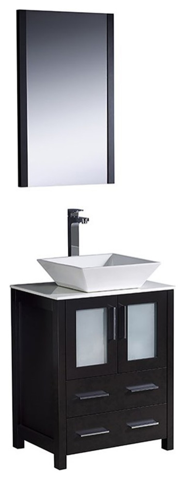 Torino 24" Espresso Bathroom Vanity &amp; Vessel Sink - Transitional ...