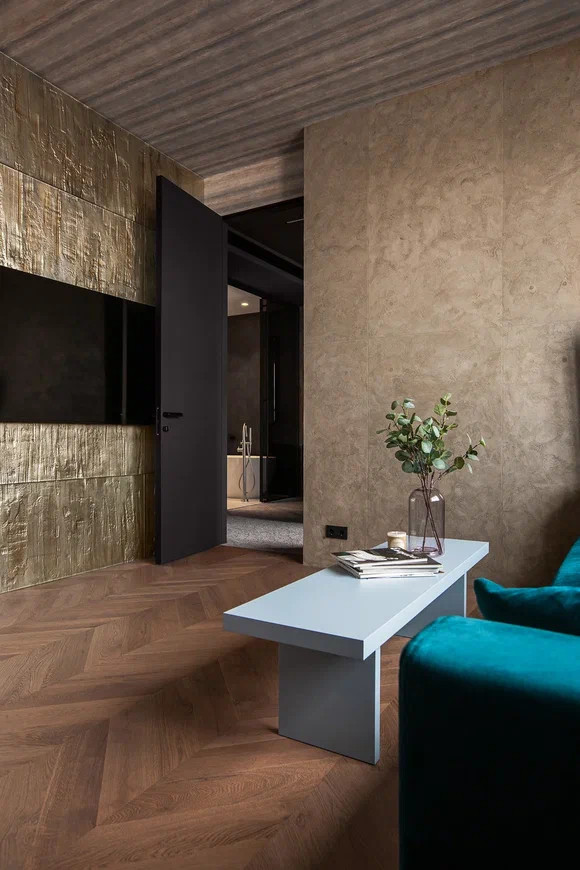 Проект квартиры в ЖК "Серебряный парк". Краска, штукатурка, микроцемент.