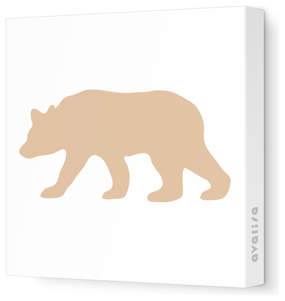 Silhouette - Bear Stretched Wall Art, 28" x 28", Light Brown