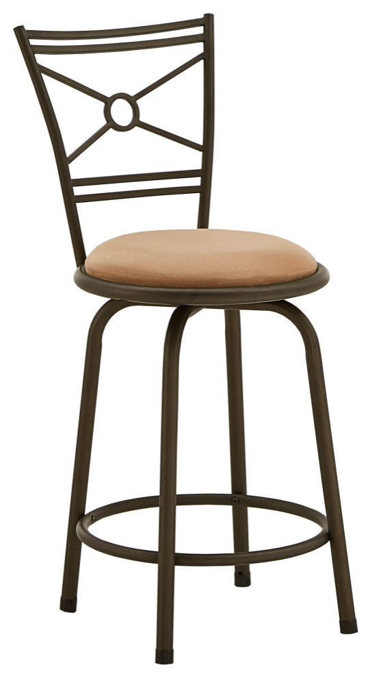 Jayla Bronze Finish Circular Center Criss Cross Back Stools, Set of 3 Transitional Bar