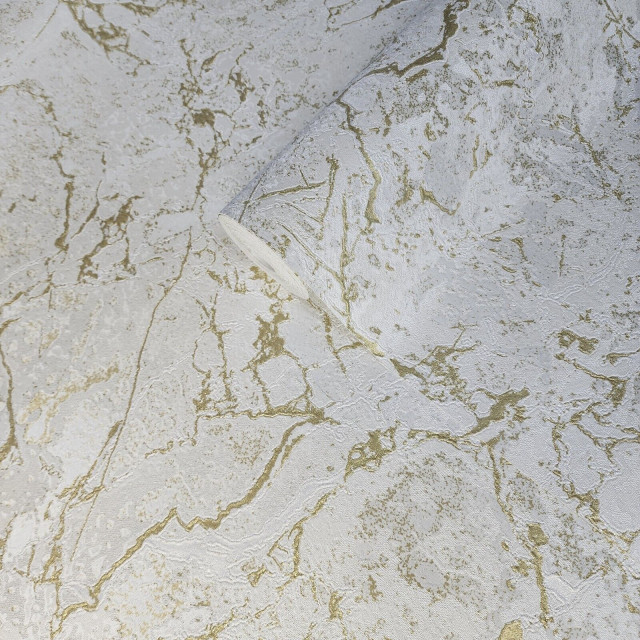 Plain ivory off white gold metallic faux cracked concrete textured ...