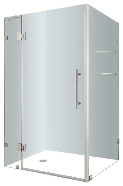 Avalux GS Frameless Shower Enclosure With Shelves, Chrome, 48