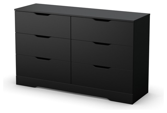 South Shore Holland 6-Drawer Double Dresser, Pure Black ...