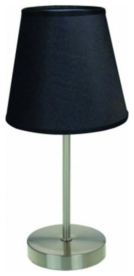 Simple Designs Sand Nickel Mini Basic Table Lamp With Fabric Black Shade