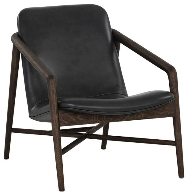 Qunsia Lounge Chair Dark Brown Brentwood Charcoal Leather