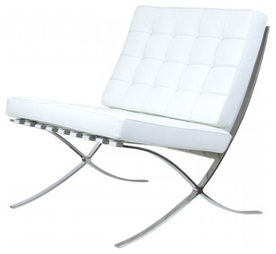 Barcelona Chair Reproduction - Aniline Leather, White