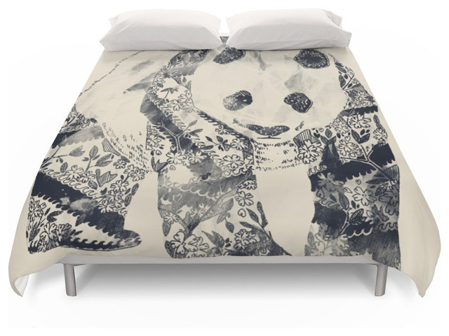 Tattooed Panda Cream Duvet Cover Asian Duvet Covers And