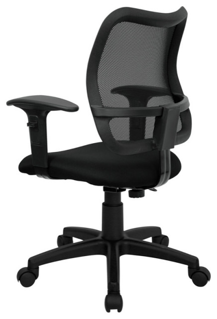 Mid-Back Black Mesh Swivel Task Office Chair with Adjustable Arms ...