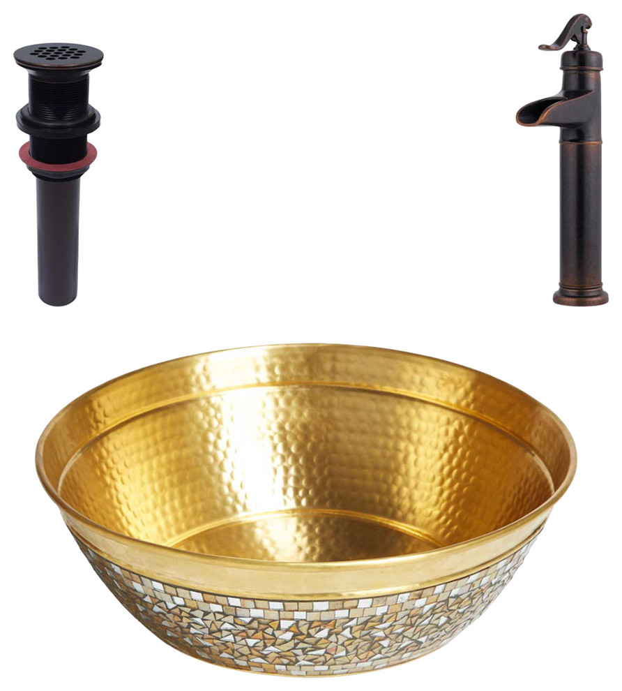 Shockley Brass Vessel Bath Sink Kit With Pfister Bronze Faucet