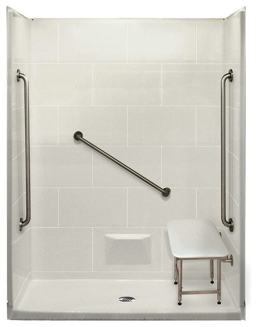 Plus 36 5 Piece ADA Certified Shower Kit White Center Drain Modern