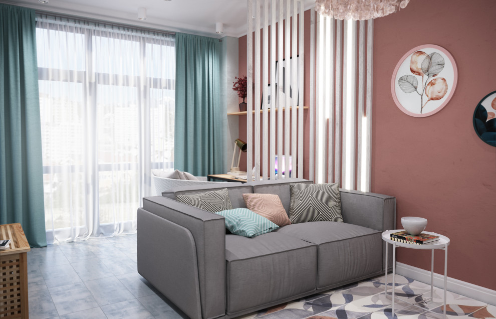 Нежный персик с морской волной