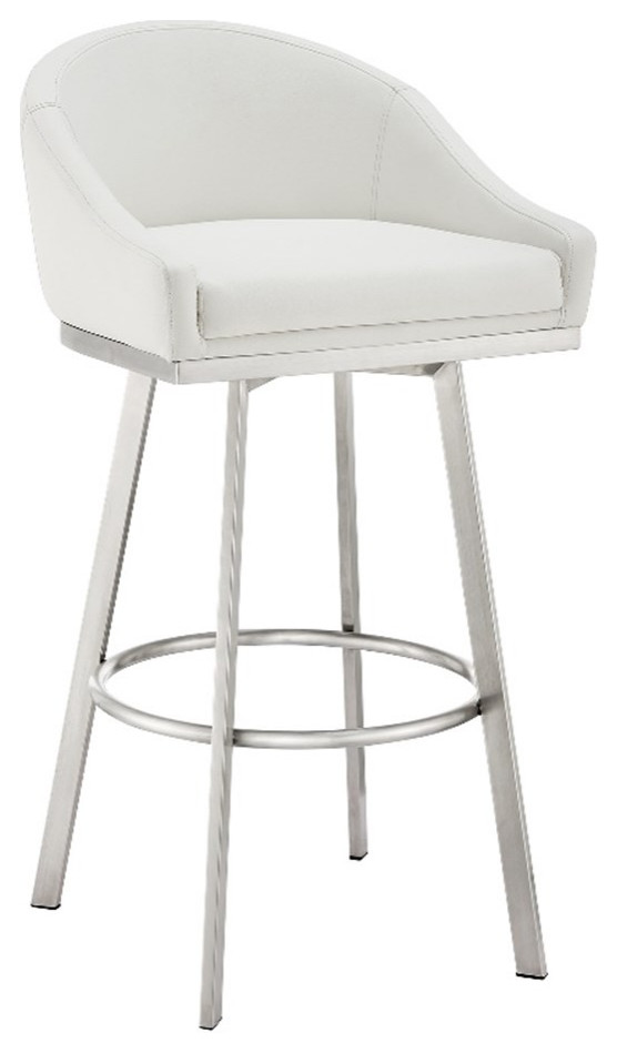Armen Living Eleanor 26" Swivel Faux Leather Counter Stool in White