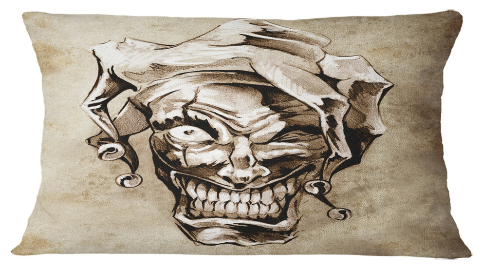 Fantasy Clown Joker Abstract Portrait Throw Pillow, 12"x20