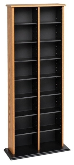 Double Multimedia Storage Tower w Adjustable Shelves