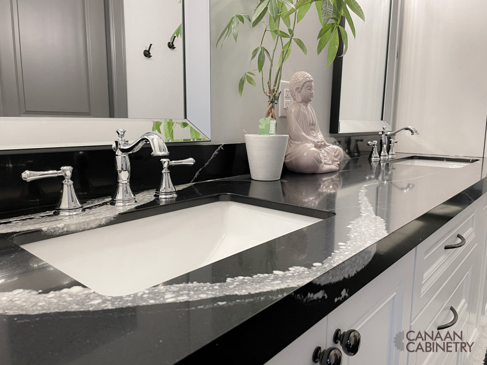 Example of a transitional home design design in Toronto