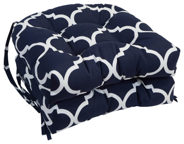 16" Polyester Outdoor UShaped Tufted Chair Cushions, Set of 4