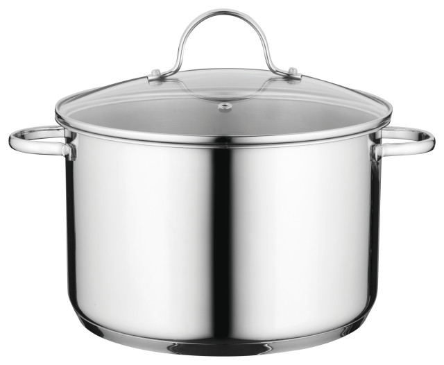 Essentials 10" 18/10 Stainless Steel Covered Stockpot, 7.2 Qt, Comfort