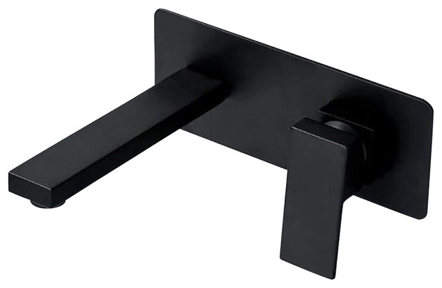Modern Black Brass Wall Bathroom Sink Mixer Tap
