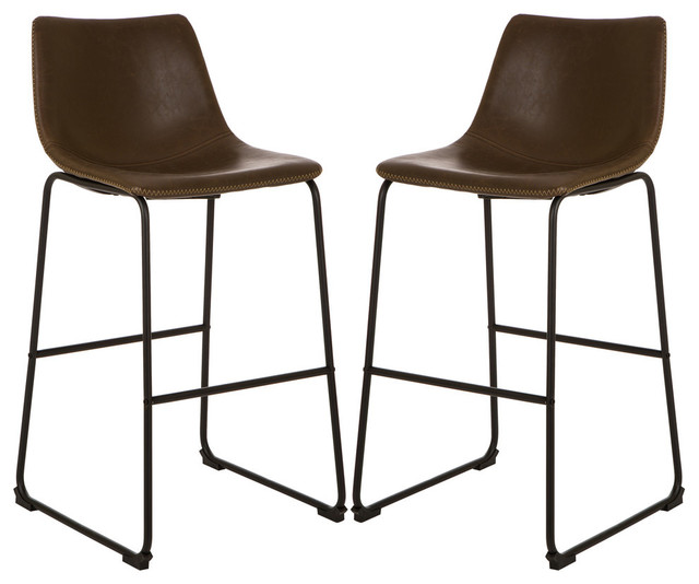 Glitzhome Rustic Wood Seat Metal Dining Chairs Vintage Industrial Home Set of 2