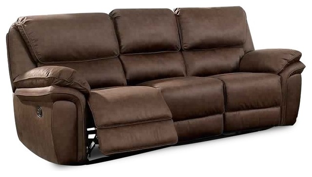 Double Recliner Sofa With Center Console And Cupholder Brown Double Recliner Sofa With Center Console And Cupholder Brown