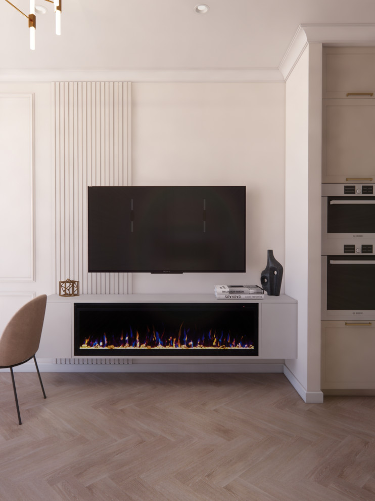 Зона с телевизором и камином