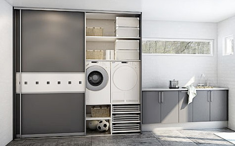 Ultra modern laundry room and cabinets traditional-car-porch