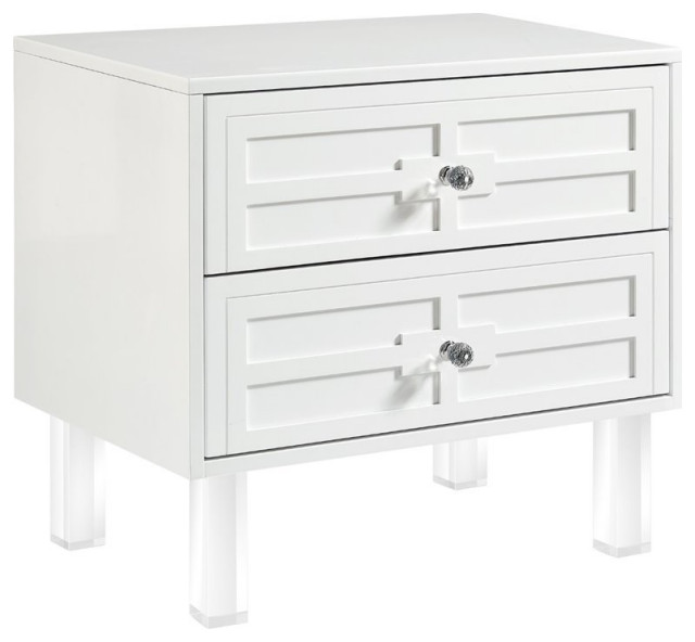 Posh Living Peyton Modern 2-Drawer Nightstand with Lucite Legs in Navy ...