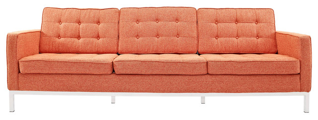 Florence Style Sofa, Orange Tweed