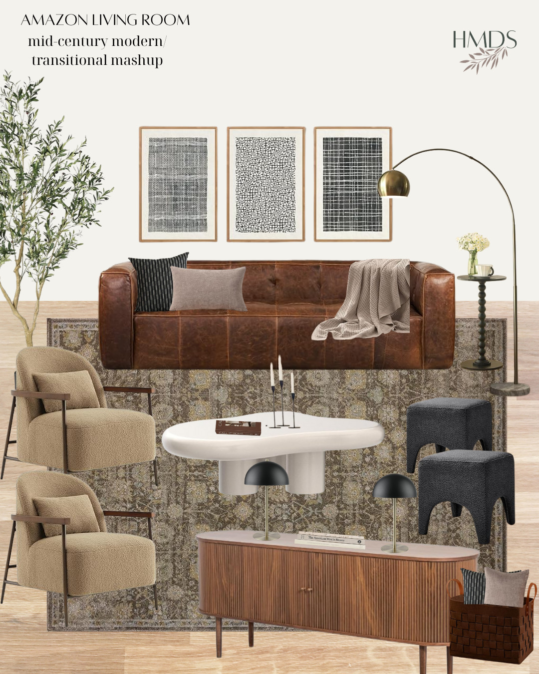 Amazon Living Room | Mid Century Modern/Transitional Mashup