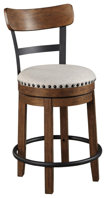 Pinnadel/Valebeck Upholstered Swivel Barstool, Counter Height ...
