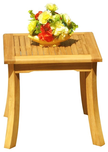 21" Outdoor Teak Stool, Square Side Table, End Table