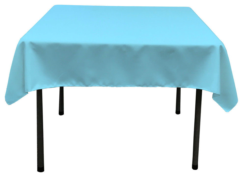 LA Linen Square Polyester Poplin Tablecloth, Light Turquoise, 52"x52"