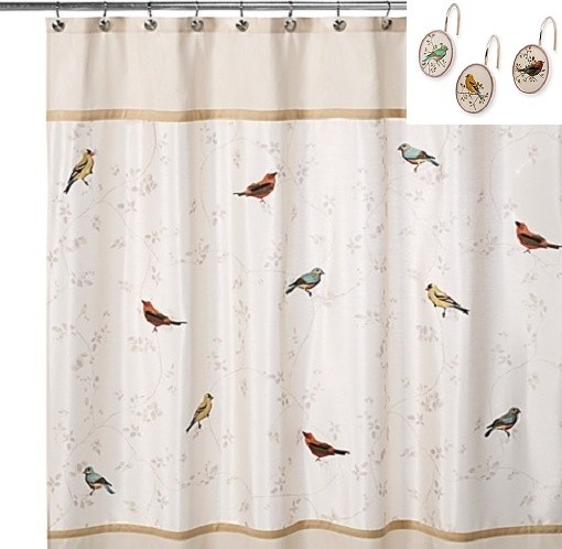 Avanti Linens Gilded Birds Shower Curtain 11984H Ivory for sale online 