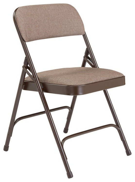 NPS 2200 Series 29.5" Fabric Upholstered Folding Chair in Walnut (Set of 4)