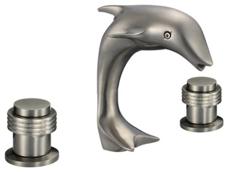 Roman Dolphin Shaped Dual Handle Bathroom Sink Faucet Beach
