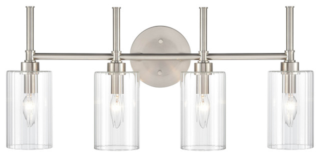 4 Light 25.5" Brushed Nickel Bathroom Vanity Light - Transitional ...