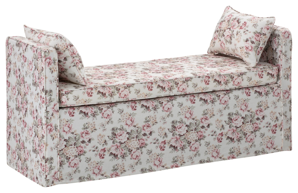 Rustic Manor Katarina Bench Upholstered, Linen, Cluster Red